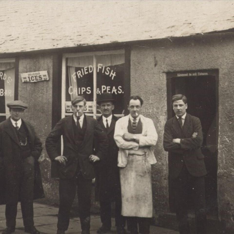 Whitford Street Fish and Chip shop, Holywell 1930. Part of the Gordon Catherwood’s collection.
